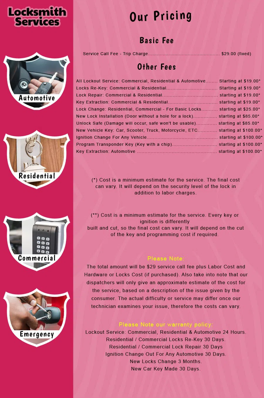 Pompton Plains NJ Locksmith Store Pompton Plains, NJ 973-264-4238 - price-list-c-18